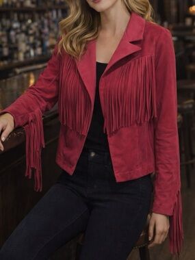 Hot Pink Fringe Women's Jacket